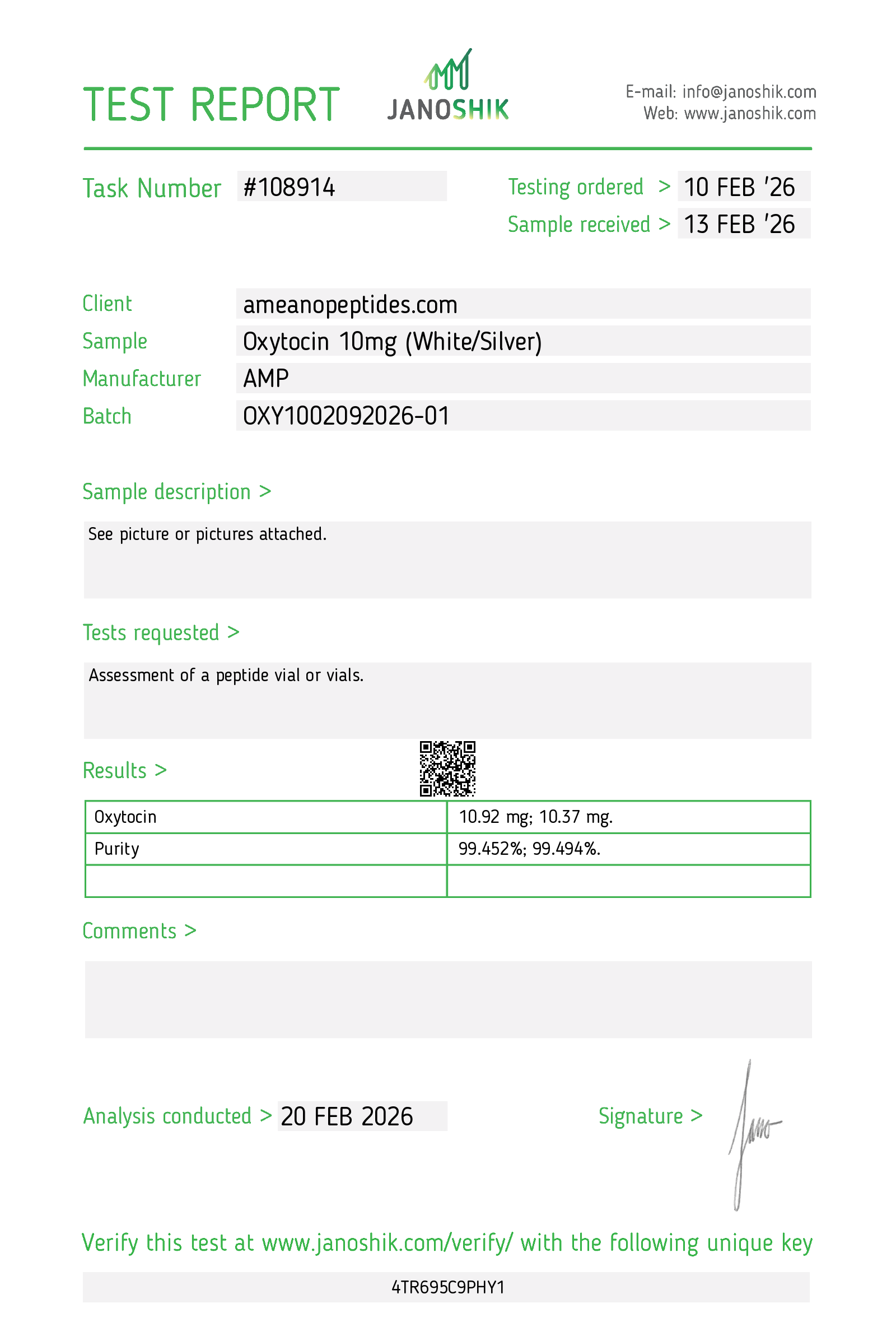 Test-Report-108914.png Ameano Peptides Oxytocin 10mg - Image 2