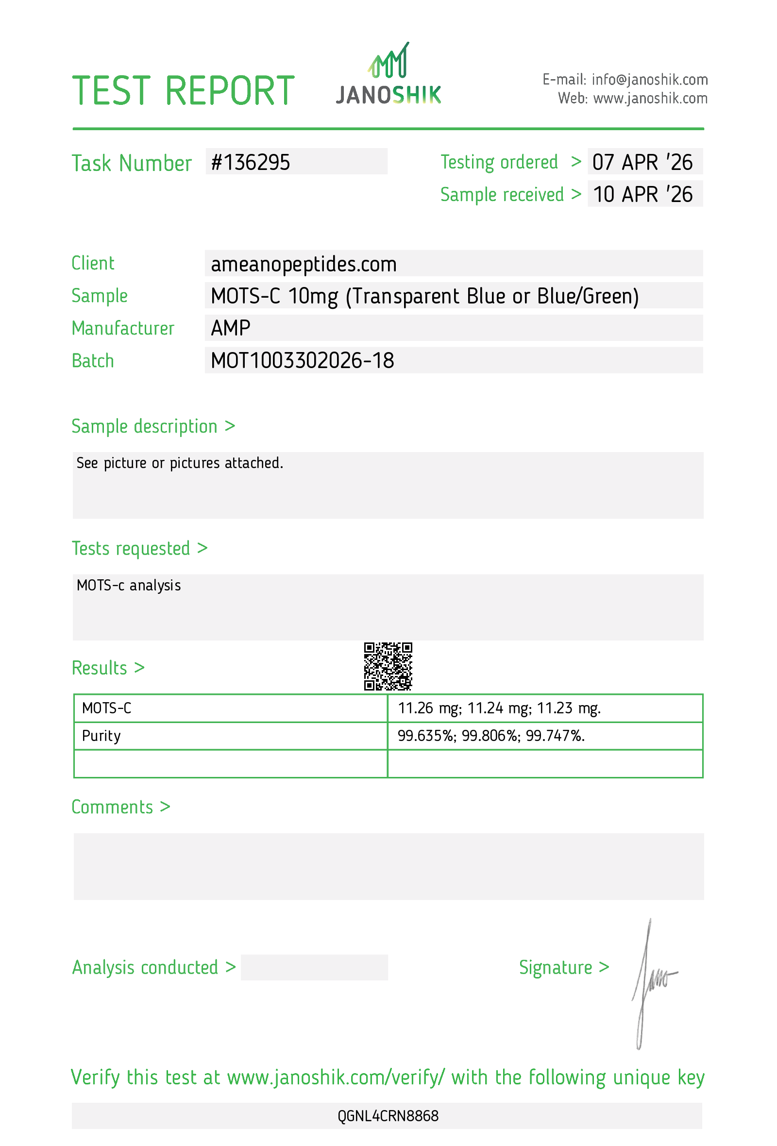 Ameano Peptides MOTS-c 10mg - Image 2